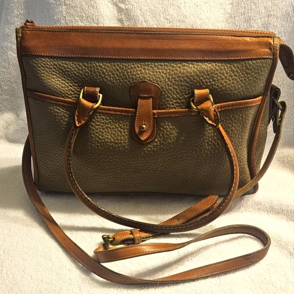 Vintage Dooney&Bourke Pebbled Leather Handbag Purse Crossbody/Double Handles - Picture 3 of 12